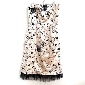 Tibi Embroidered Strapless Silk Blend Dress